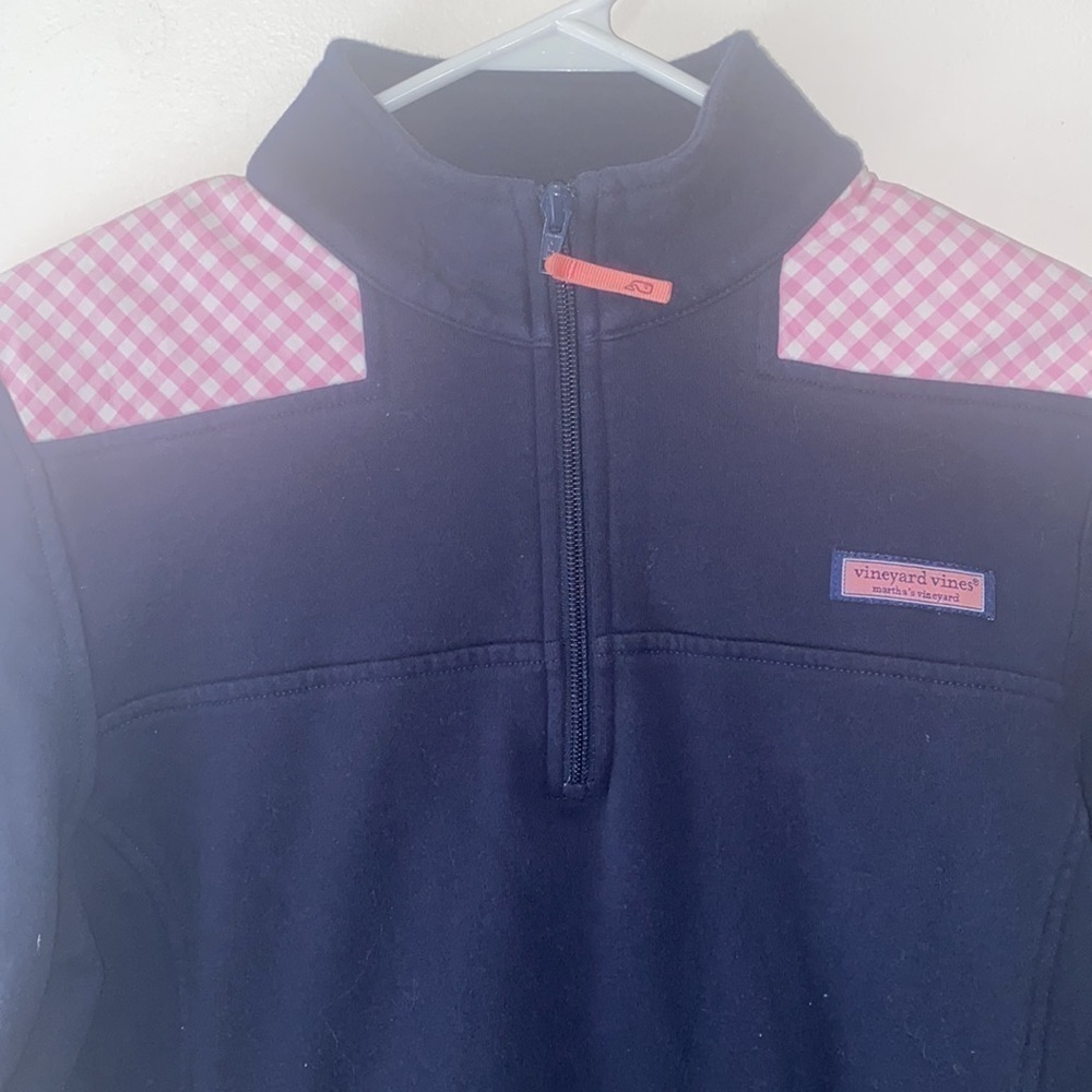 Vineyard Vines Shep Pullover Cotton Pink Gingham Sweatshirt - Picture 2 of 4